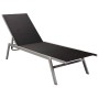 Schwarze vidaXL Sonnenliege aus Stahl und Textilene für Garten oder Camping.