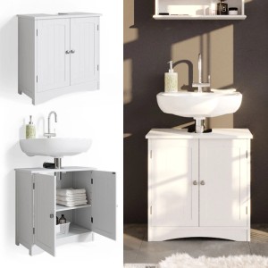 Vicco Waschbeckenunterschrank Bianco, weiß, 60x60 cm, mit zwei Türen und Stauraum.