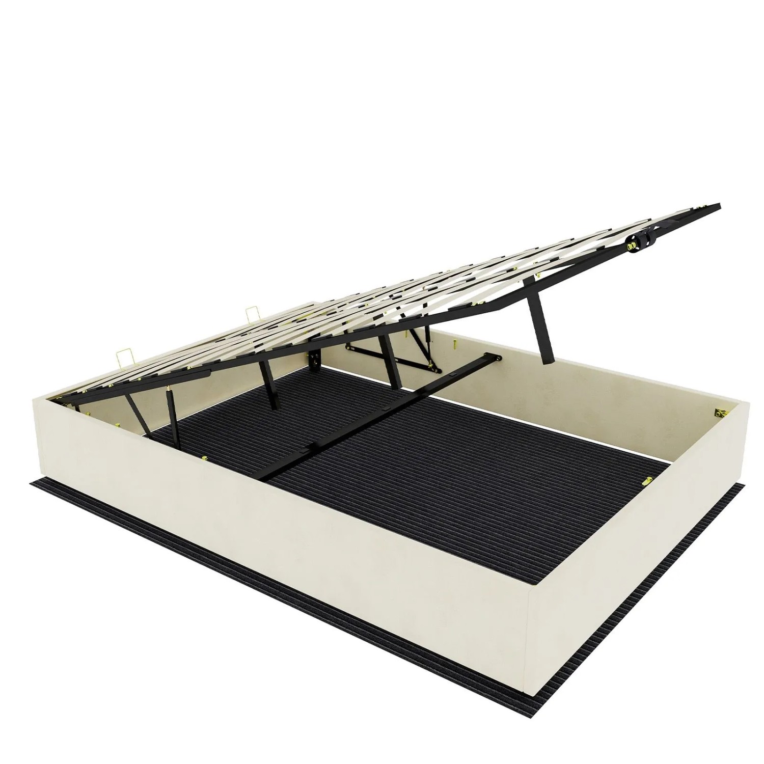 okwish Bettgestell 160x200cm mit Hydraulik Samt Schlafzimmer Beige ohne Matratze
