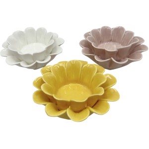 Boltze Teelichthalter Melinda, 3er Set in Weiß, Gelb und Rosa, Deko-Highlight.