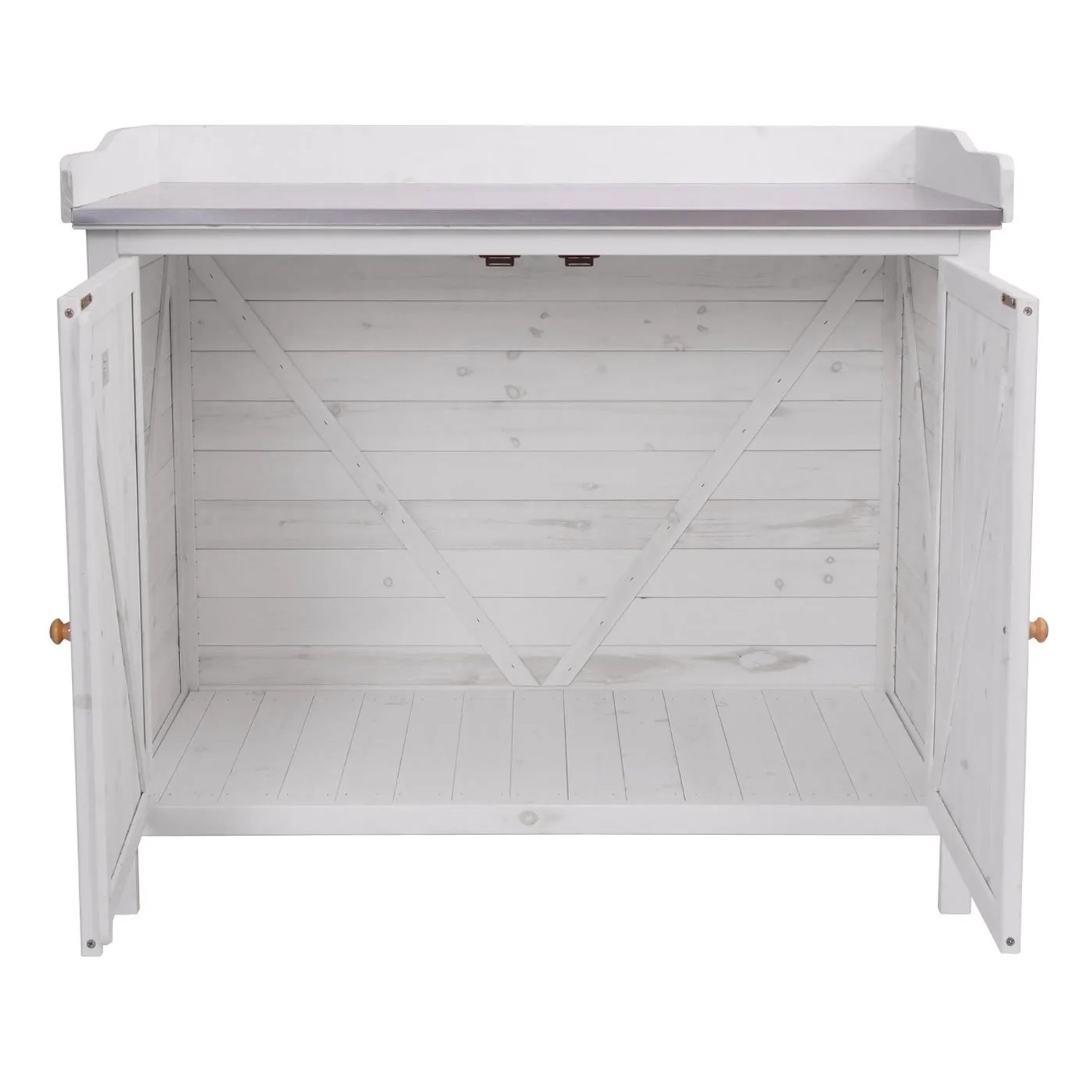 PROREGAL Gartenschrank Mit Arbeitsplatte 86x104x52cm Outdoor Tanne Holz Weiß_6
