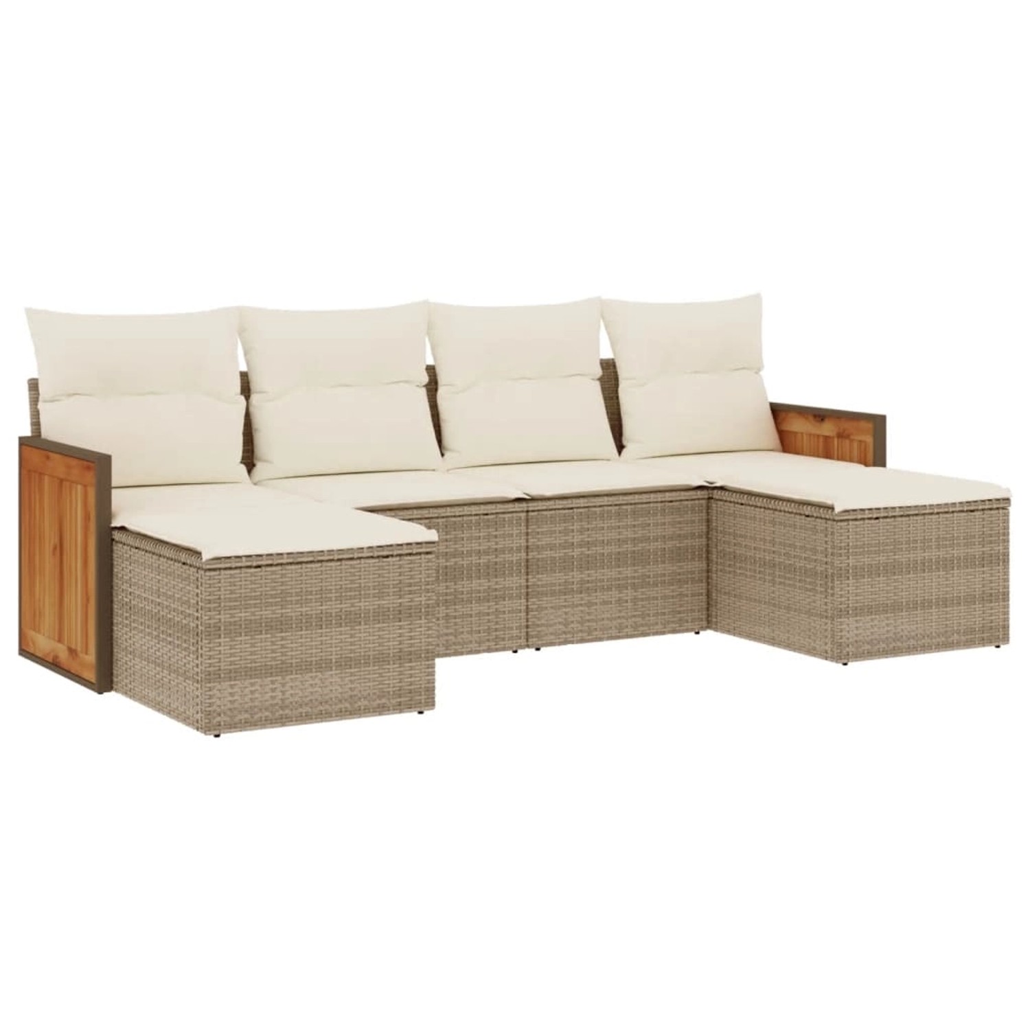 vidaXL 6-Tlg Garten-Sofagarnitur mit Kissen Beige Poly Rattan 3260301 günstig online kaufen