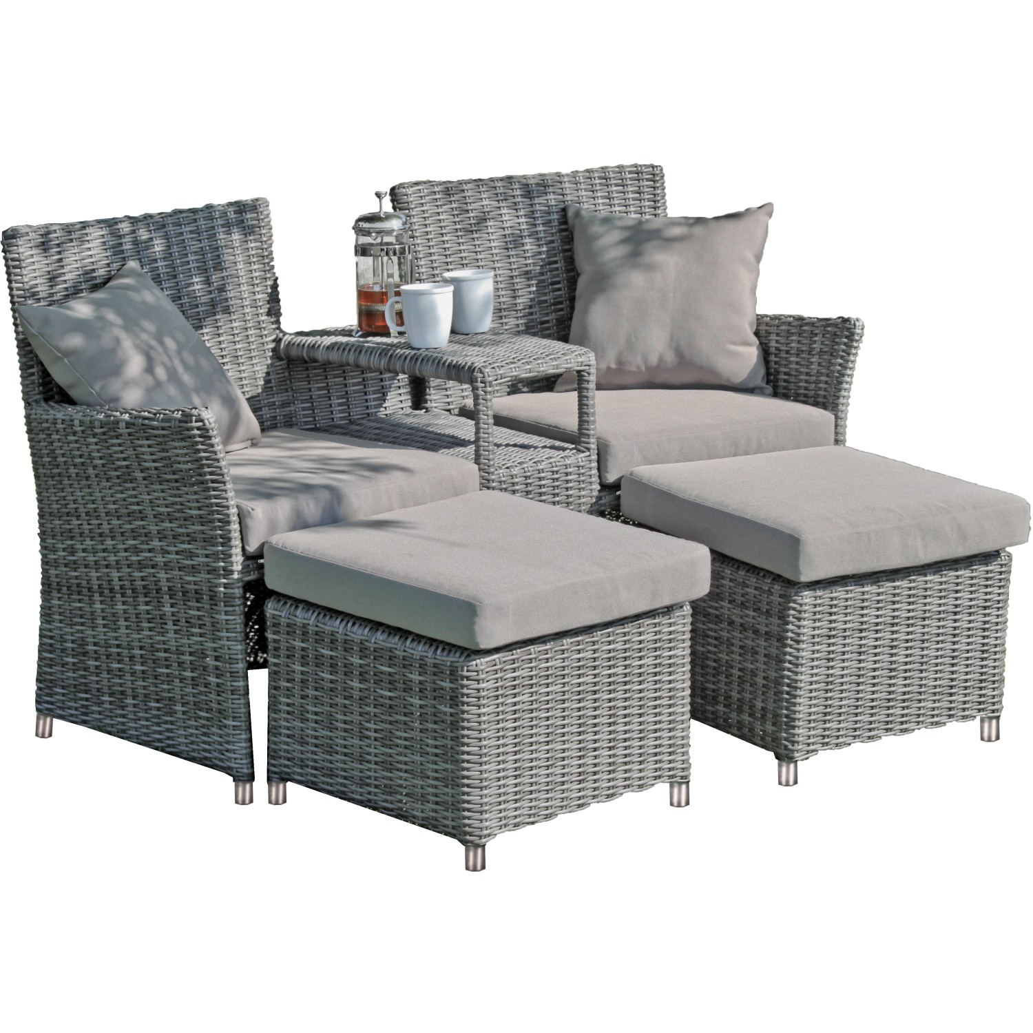 Garden Pleasure Doppelsessel-Set Calgary 155 cm x 90 cm x 12 cm Dunkelgrau