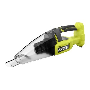 Ryobi Akku-Handsauger RHV18-0 One+ (18 V) mit transparentem Staubbehälter.