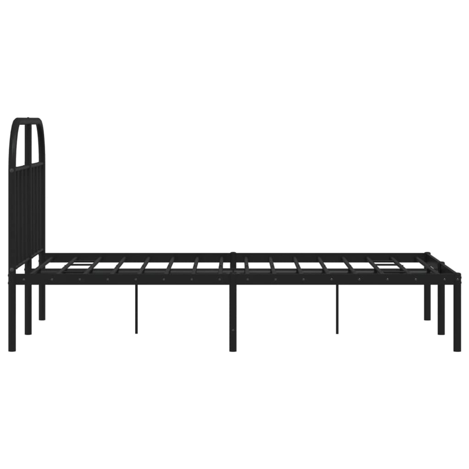 Schwarzes Metall Bettgestell 120x190 cm mit Kopfteil für Matratze. Bett für Schlafzimmer.