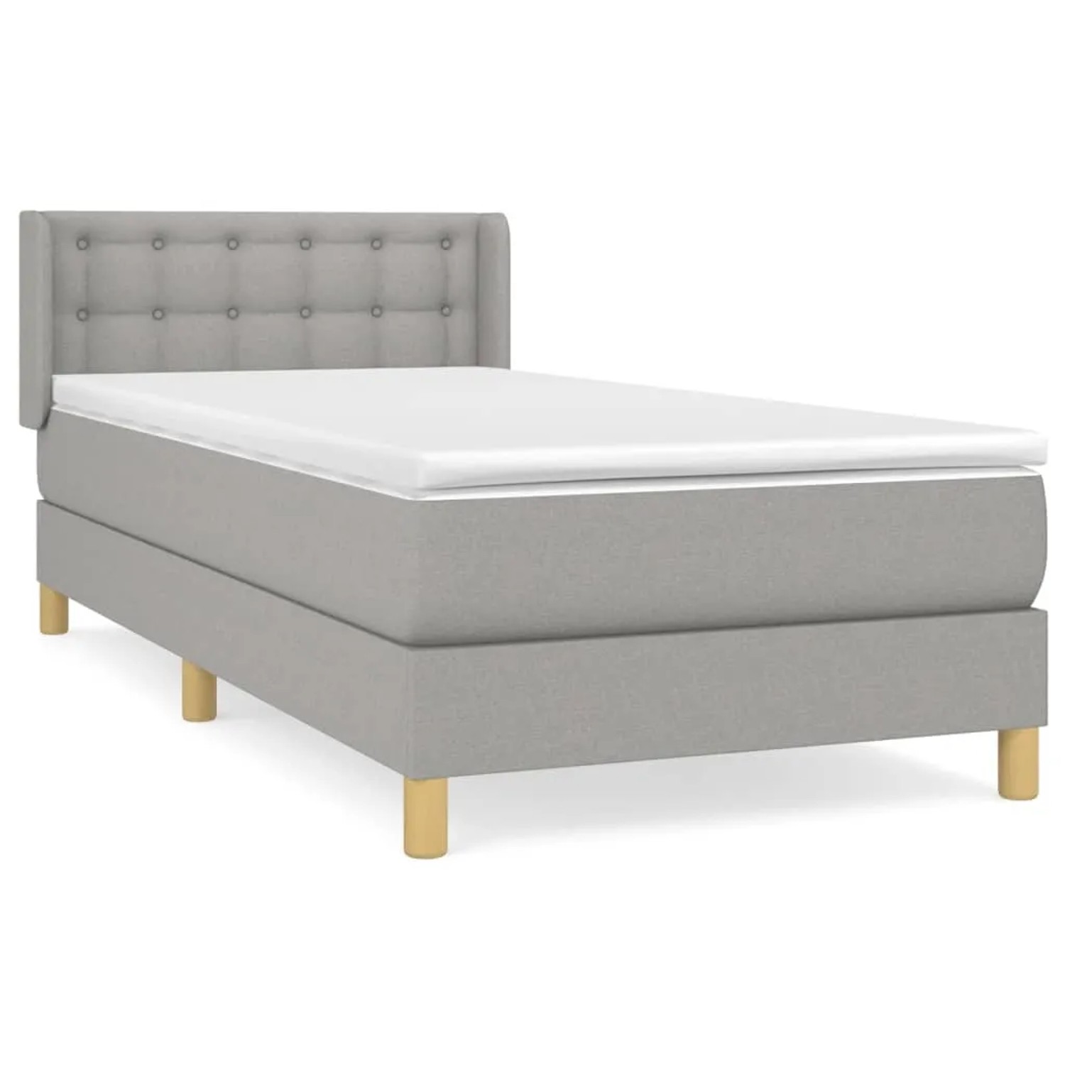 vidaXL Boxspringbett mit Matratze Hellgrau 80x200 cm Stoff 3130545