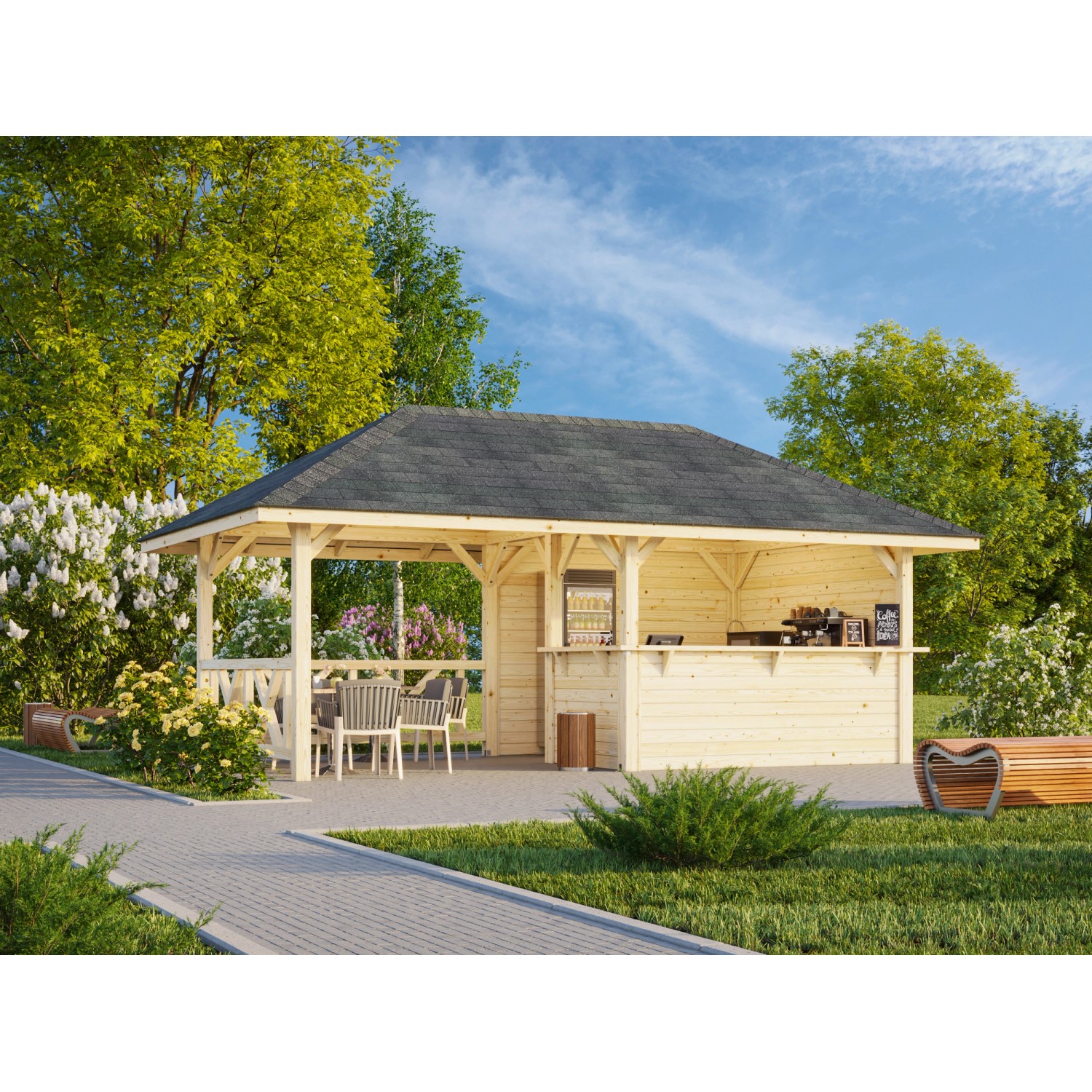 Palmako Pavillon Bianca Set 110 588 x 300 cm Lackiert Weiß FSC® günstig online kaufen
