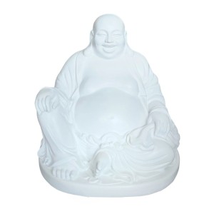 Relaxdays Buddha Figur Polyresin Weiß Wetterfest UV-Beständig Frostsicher 45 cm x 43 cm x 43 cm 2,5 kg