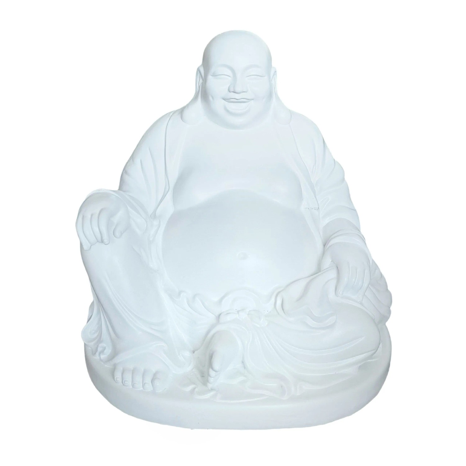 Relaxdays Buddha Figur Polyresin Weiß Wetterfest UV-Beständig Frostsicher 45 cm x 43 cm x 43 cm 2,5 kg