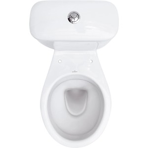Weißes Baliv Kombi-WC-Set 865 mit Sitz und senkrechtem Abgang, Ansicht von oben.