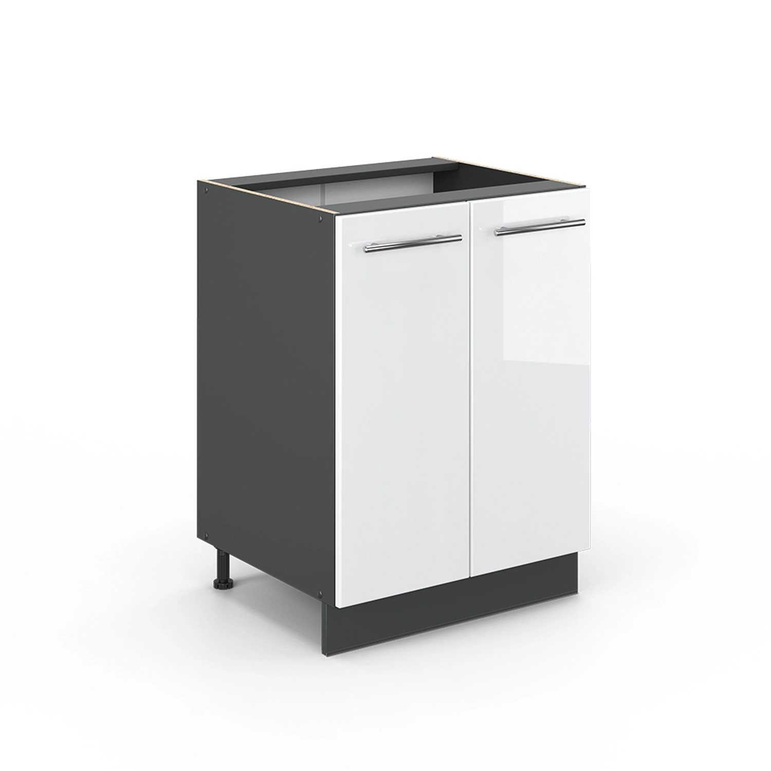 Vicco Küchenunterschrank Fame-Line Weiß Hochglanz/Anthrazit 60 cm ohne Arbeitsplatte