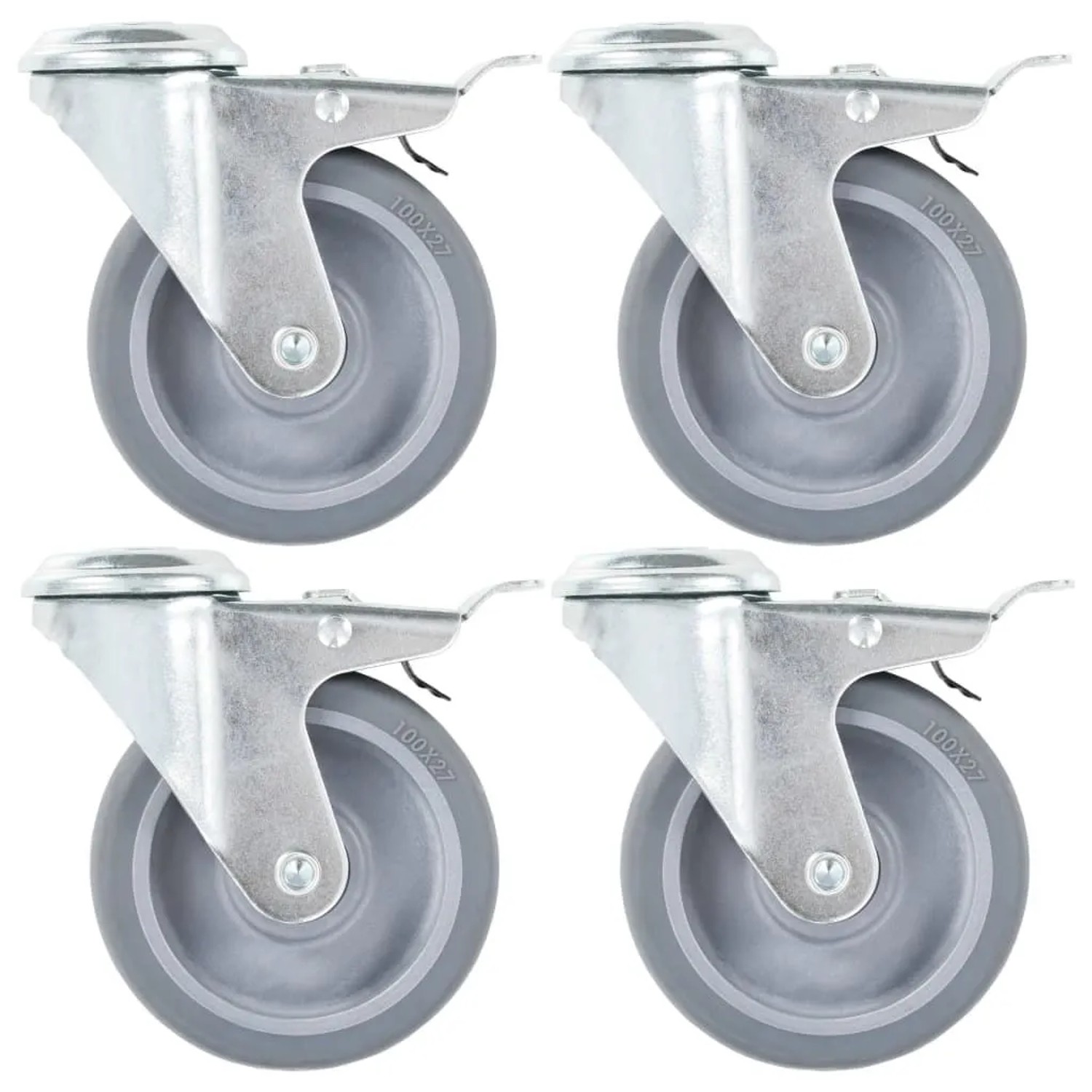 vidaXL Lenkrollen mit Bolzenloch und Doppelbremsen 4 Stk 100 mm 143427