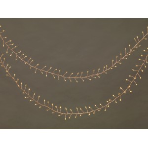 LED-Draht-Lichterkette mit 720 warmweißen LEDs und transparentem Kabel für Innen und Außen.