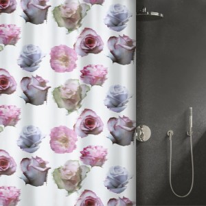 Spirella Duschvorhang Muse mit floralem Rosenmuster, mehrfarbig, 180x240 cm.
