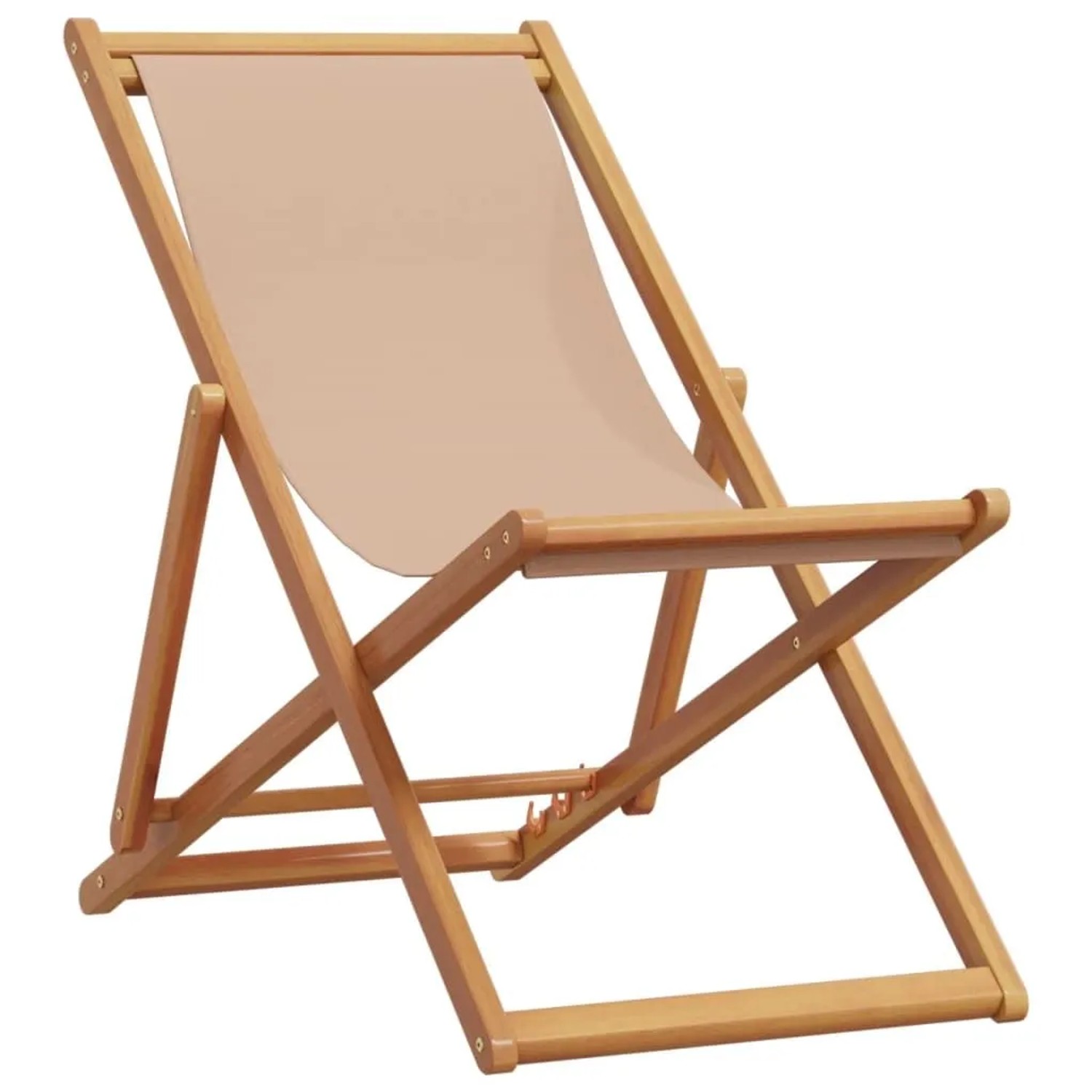 vidaXL Strandstuhl Klappbar Taupe Massivholz Eukalyptus und Stoff 366565