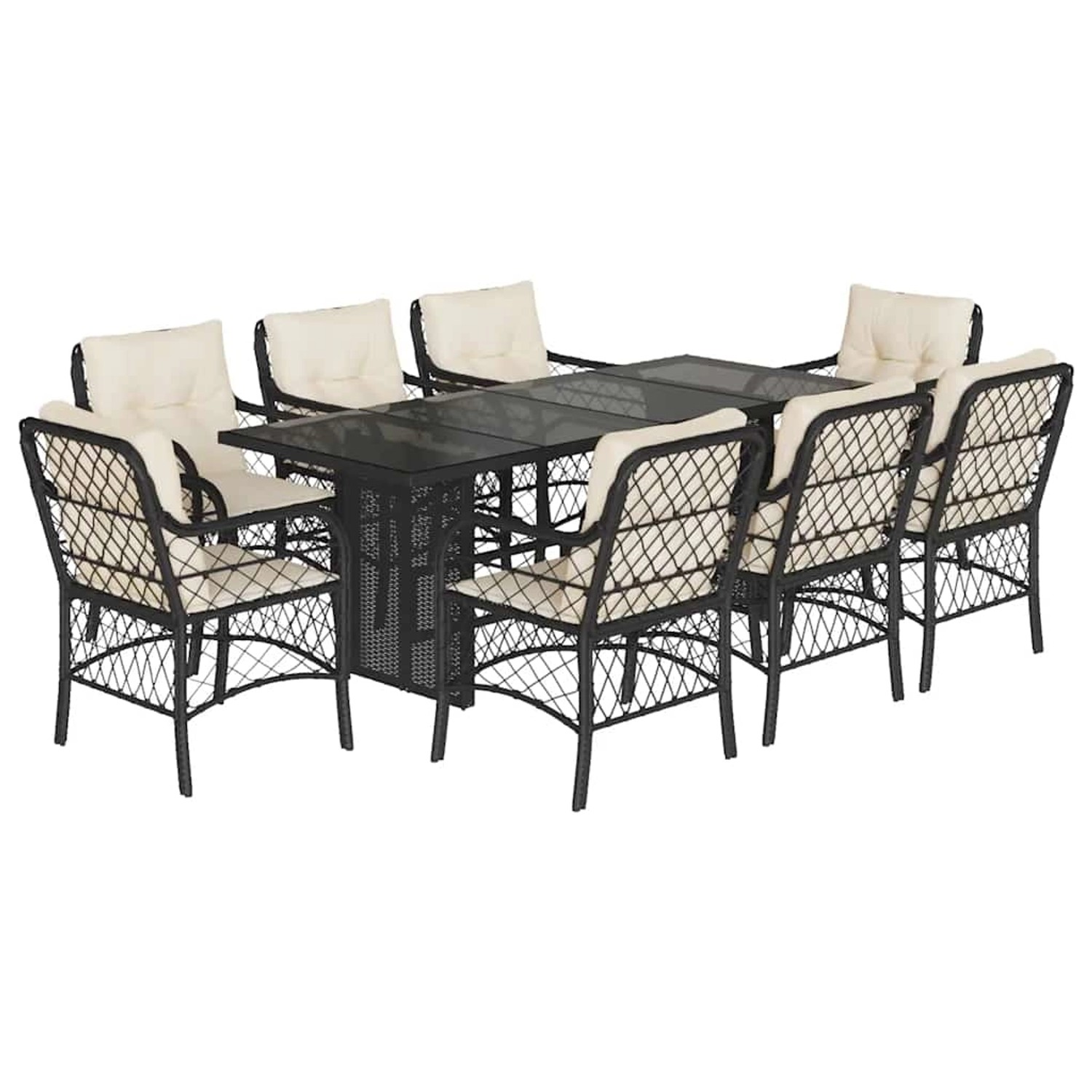 vidaXL 9-Tlg Garten-Essgruppe mit Kissen Schwarz Poly Rattan 3212055 günstig online kaufen