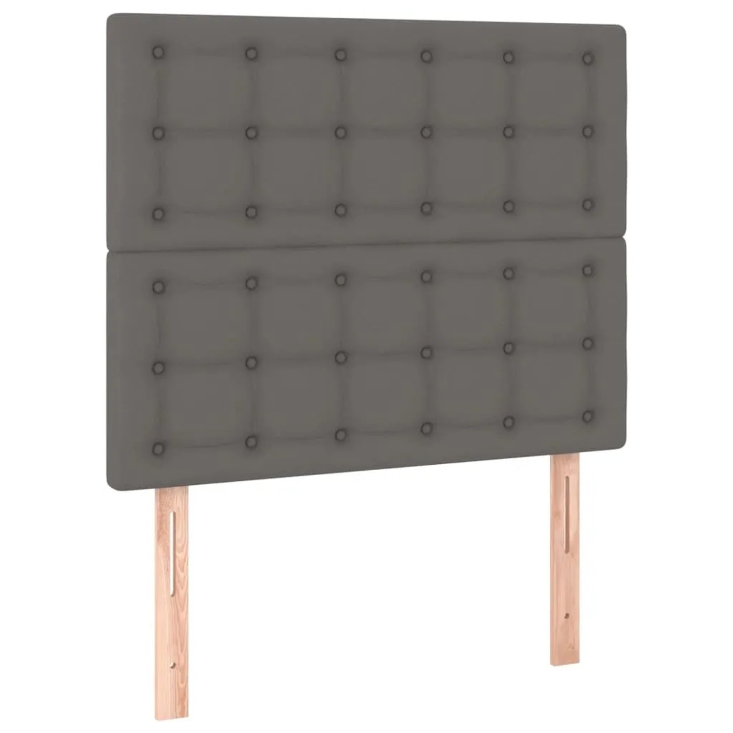Graues vidaXL Boxspringbett Kopfteil mit Knöpfen, Kunstleder, 80x200 cm.