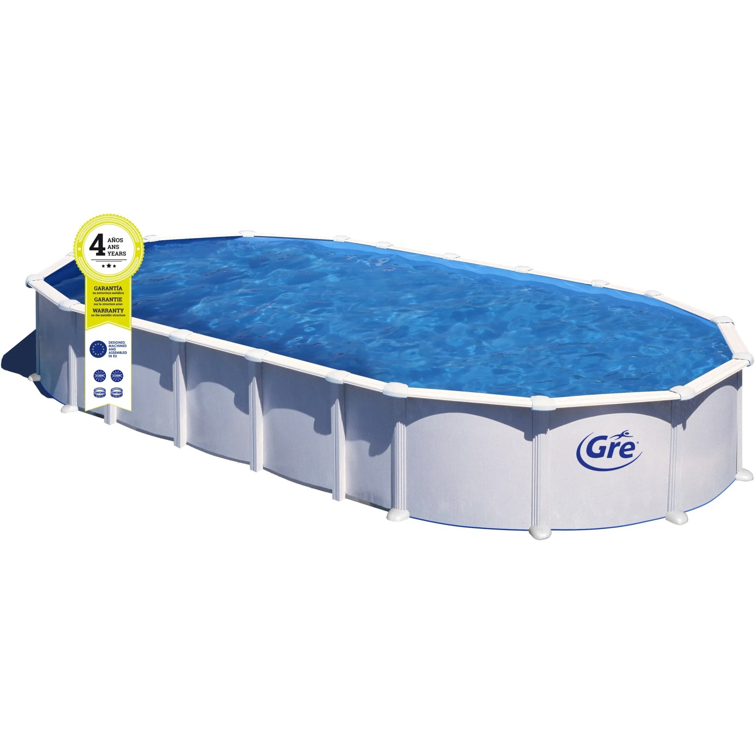 Gre Stahlwand-Pool Haiti 915 cm x 470 cm x 132 cm Omega-System Oval Weiß