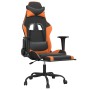 Gaming-Stuhl Schwarz-Orange mit Massage und Fußstütze. Bürostuhl aus Kunstleder.