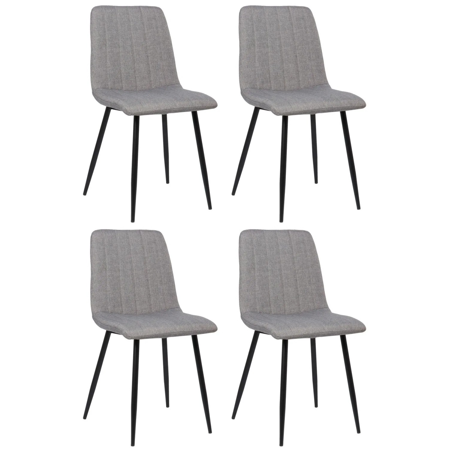 DELUKE 4er Set Stühle LENZ Stoff 88x45x53cm Grau Metall Gestell Stühle Esszimmerstühle Esstisch Küchenstuhl