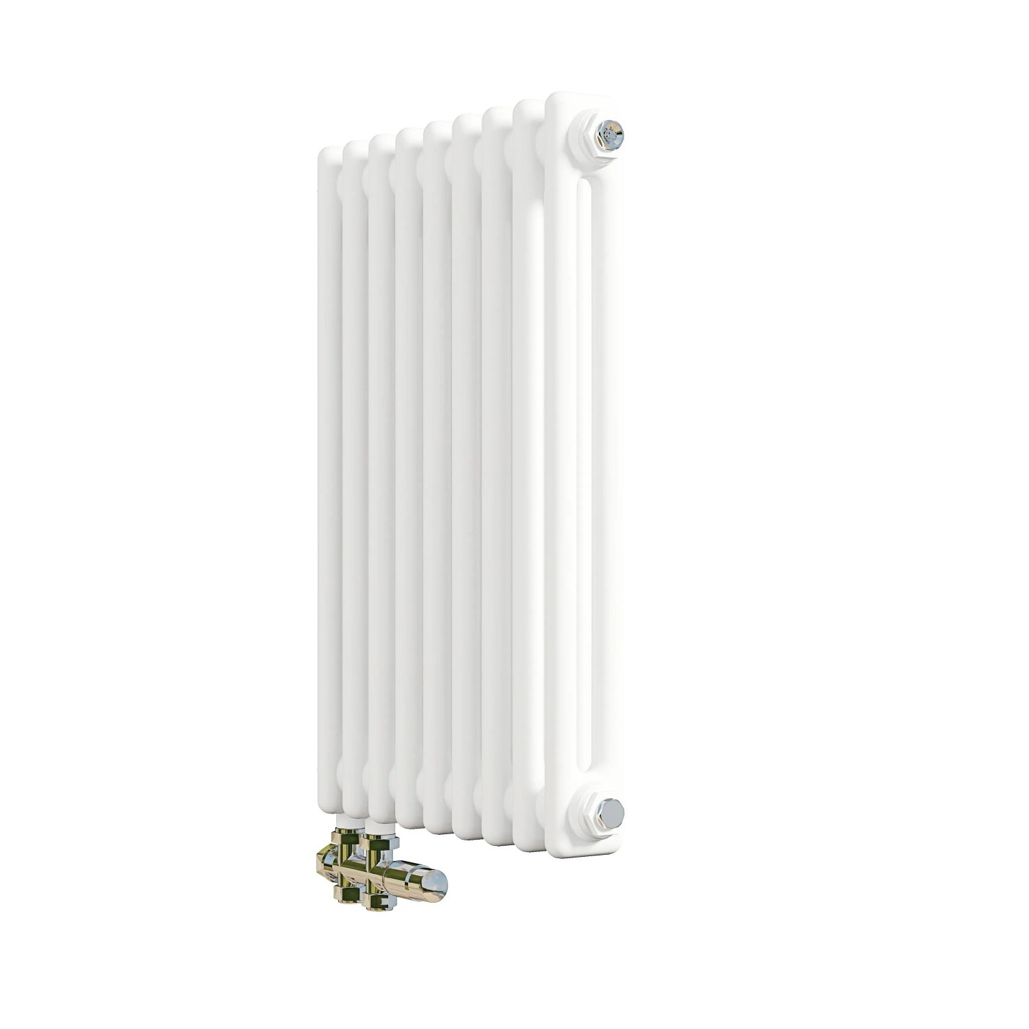 AICA Traditioneller Heizkörper 600 x 425 mm Gusseisenstil 2 Spalten mit Seitenanschluss Weiß 476W