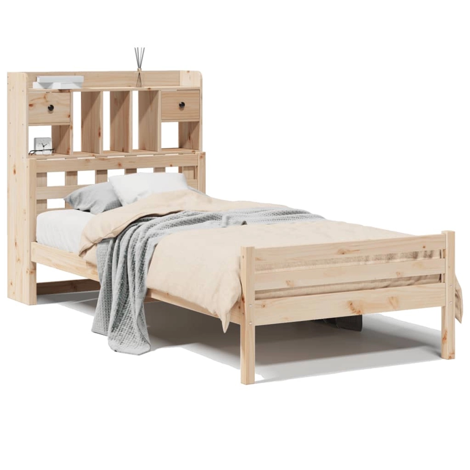 vidaXL Massivholzbett mit Regal ohne Matratze 90x200 cm Kiefer 3322257 günstig online kaufen