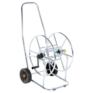 vidaXL Schlauchwagen für 80 m Schlauch, Stahl, mit Rädern und Handkurbel.