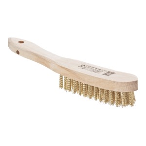 LUX Drahtbürste Messing, 4-reihig, mit Holzgriff zum Reinigen und Entrosten von Metall und Holz.