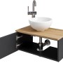 Pelipal Einzelwaschtisch Serie 6915, 61 cm, Schwarz, mit Keramikbecken und offenem Unterschrank.