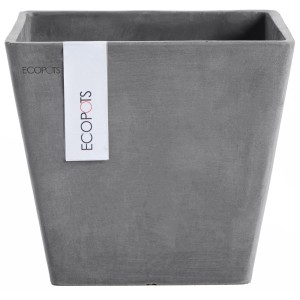 Grauer Ecopots Pflanztopf Rotterdam, 20x20x17,5 cm, ideal für Innen- und Außenbereich.