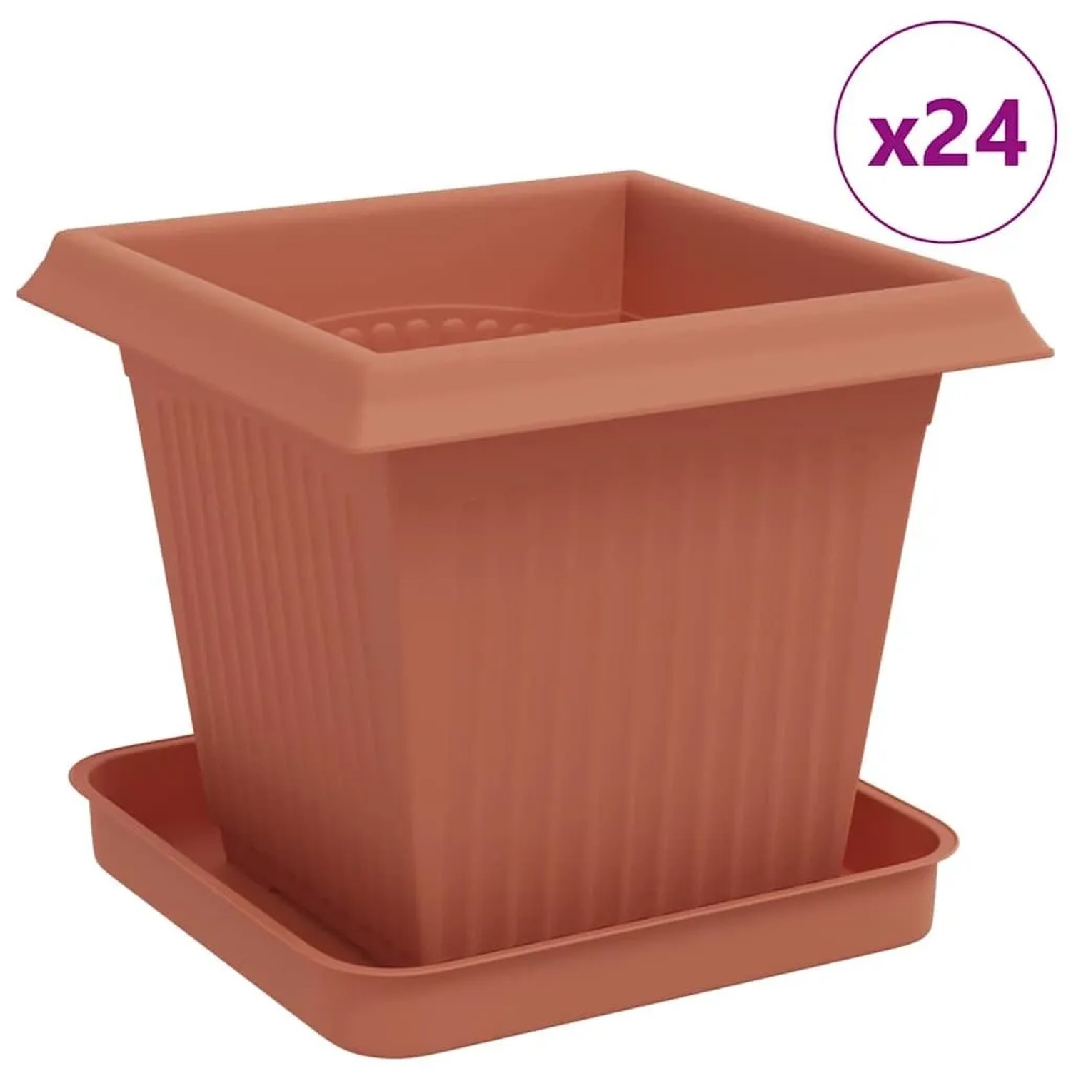 vidaXL Blumentöpfe 24 Stk Ziegelrot 16 x 16 x 14 cm Kunststoff 3403304