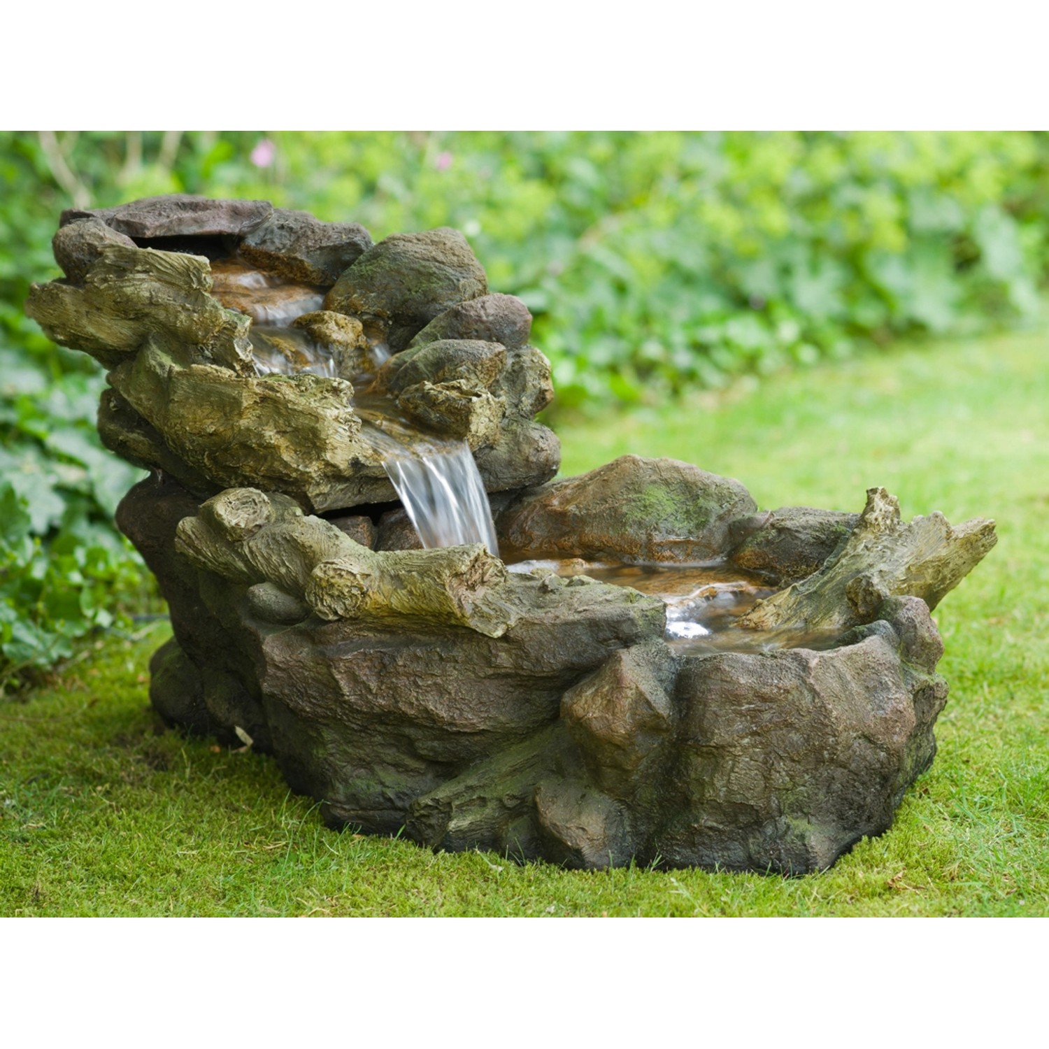 Acqua Arte Wasserspiel Aspen Mini-Wasserfall mit LED Beleuchtung H 50 x 50 x 105