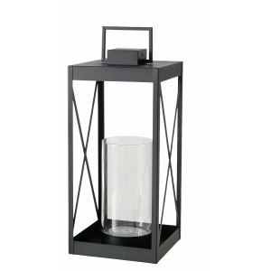 Große, schwarze Boltze Laterne Xenia (58cm) aus Metall und Glas für stimmungsvolle Weihnachtsdekoration.