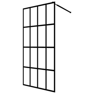 Moderne Walk-In Duschwand 90x195cm mit klarem Glas und schwarzem Rahmen.