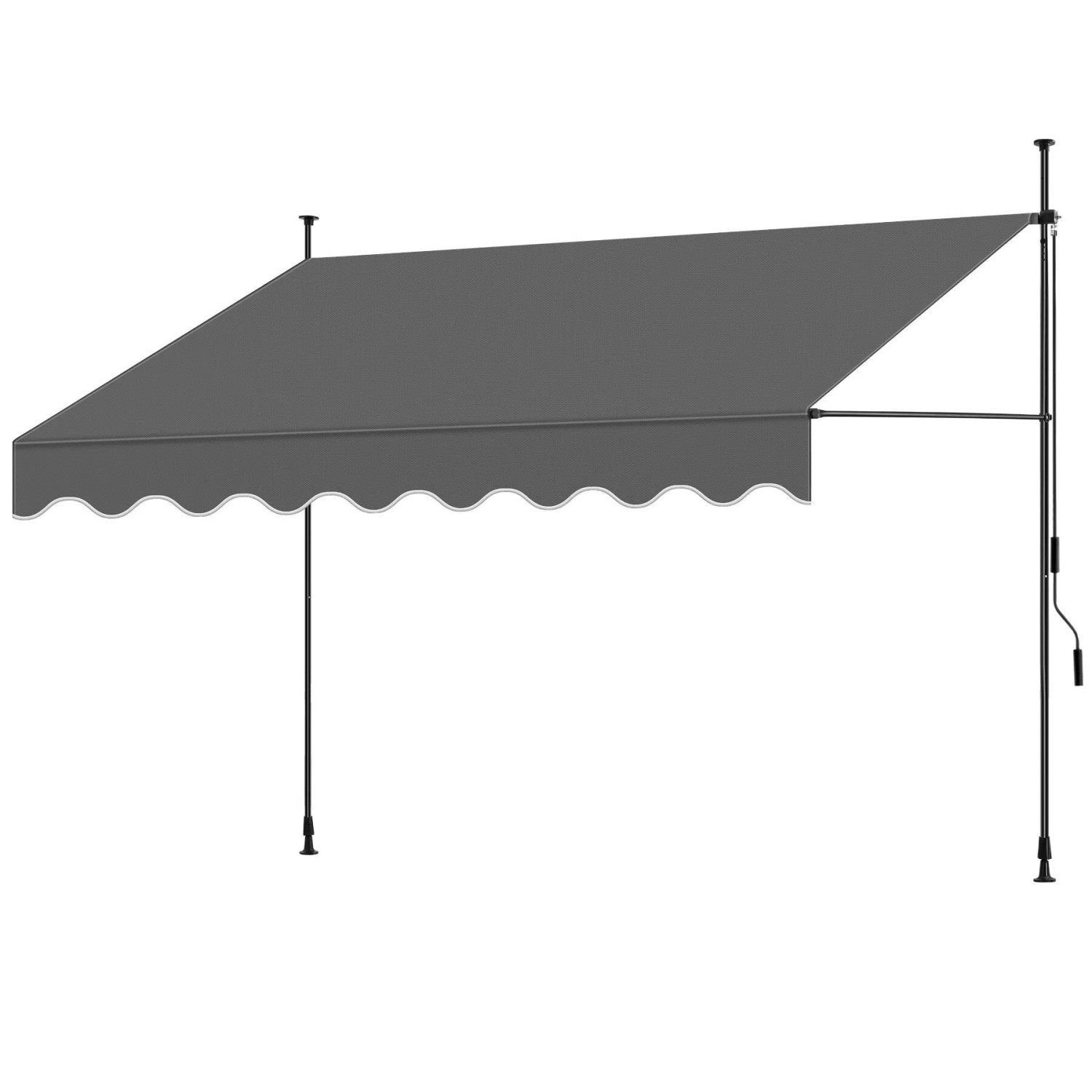 Tectake Klemmmarkise Mit Handkurbel  Ohne Bohren  Uv Beständig Höhenverstellbar 211   304 cm 300 x 180 cm 180 x 300 x 304 cm Schwarz Grau