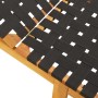 Detailansicht der schwarzen vidaXL Sonnenliege aus Akazienholz mit Stoffbespannung.