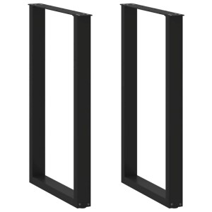 Zwei schwarze U-förmige vidaXL Bartischbeine aus Stahl, 60x100 cm.