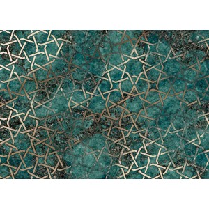 Vliesfototapete Star Warslight: Abstraktes Muster in Türkis und Gold für Wandgestaltung.