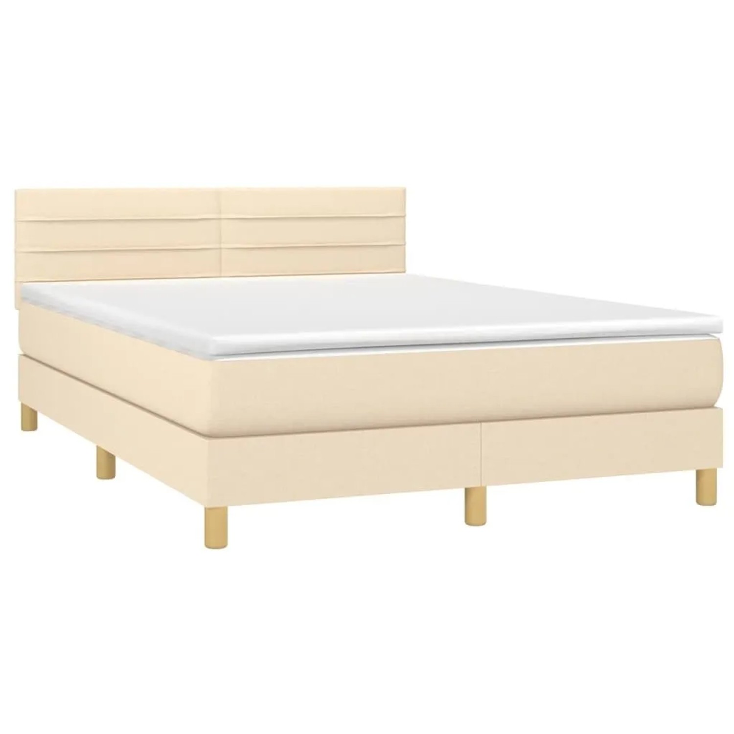 vidaXL Boxspringbett mit Matratze Creme 140x200 cm Stoff 3140702