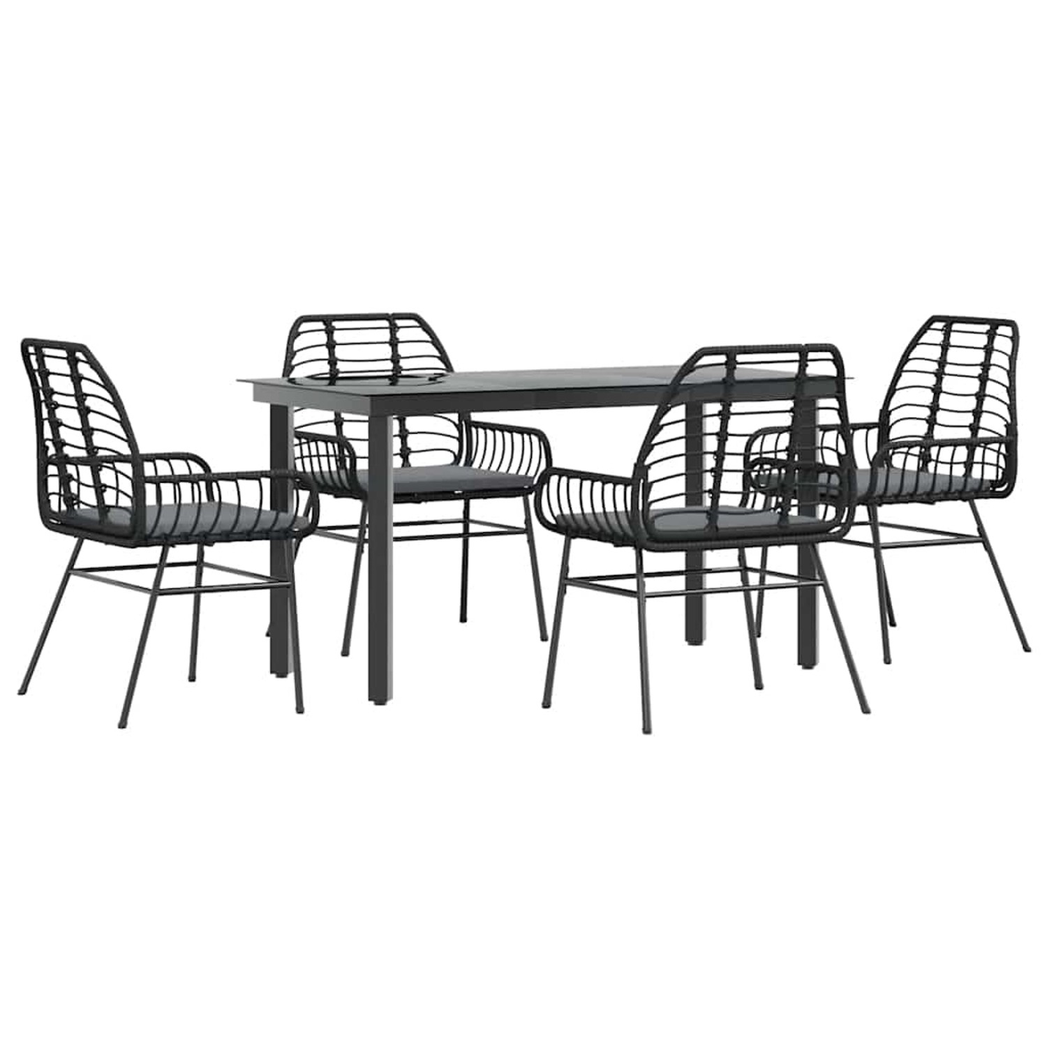 vidaXL 5-Tlg Garten-Essgruppe mit Kissen Schwarz Poly Rattan Glas 3334550 günstig online kaufen