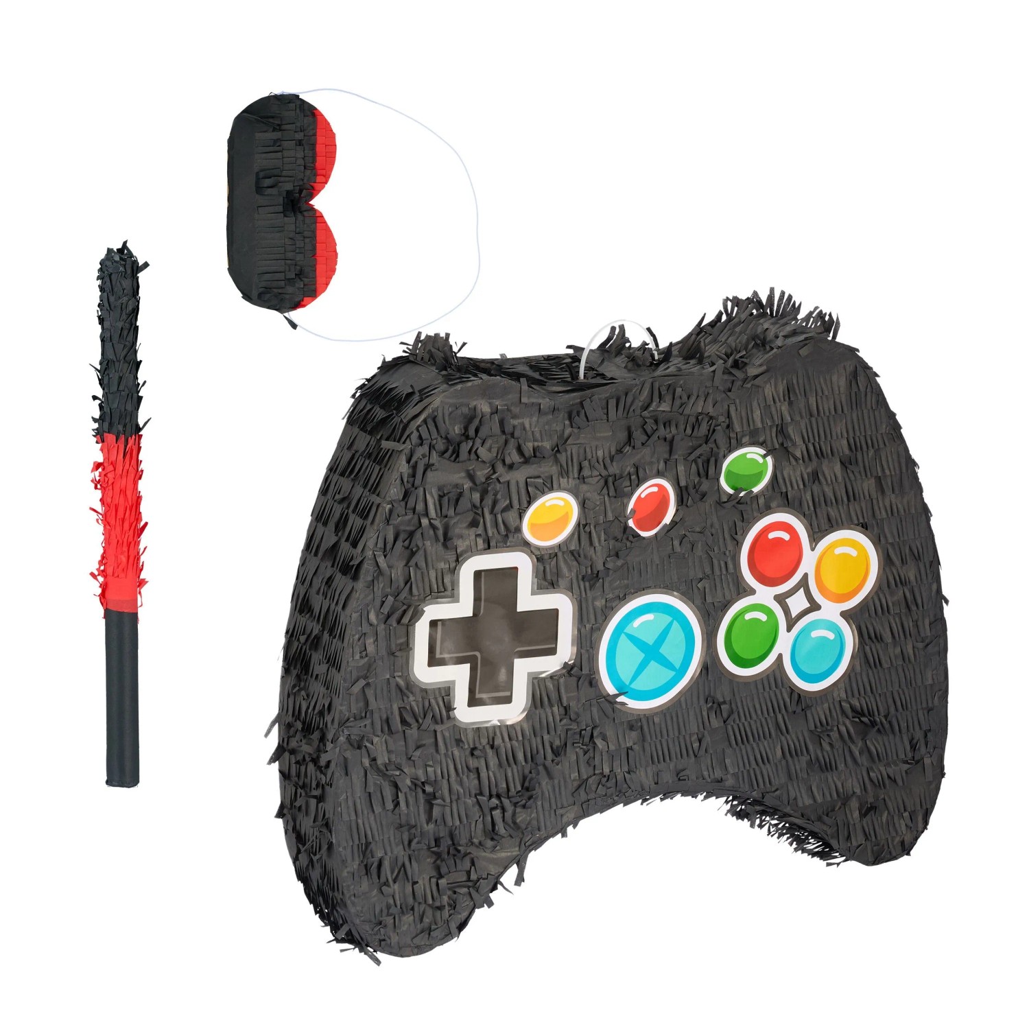 Relaxdays Controller Pinata Set Papier Pappe Bunt Befüllbar mit Stab und Maske 41 cm x 51 cm x 10 cm 290 g
