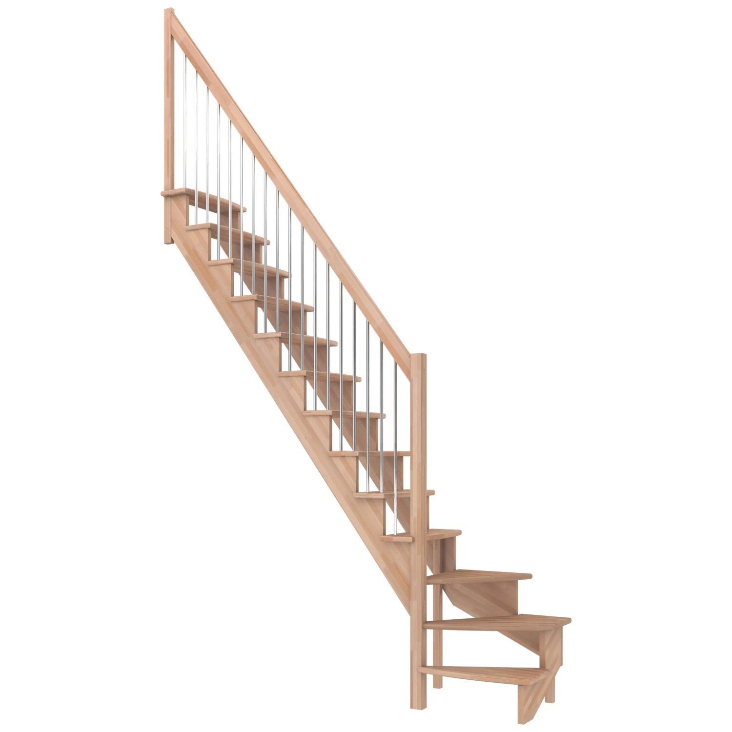 Dolle Raumspartreppe Lyon Buche Metallgeländer 75 cm 1/4-gewendelt U/L FSC® günstig online kaufen