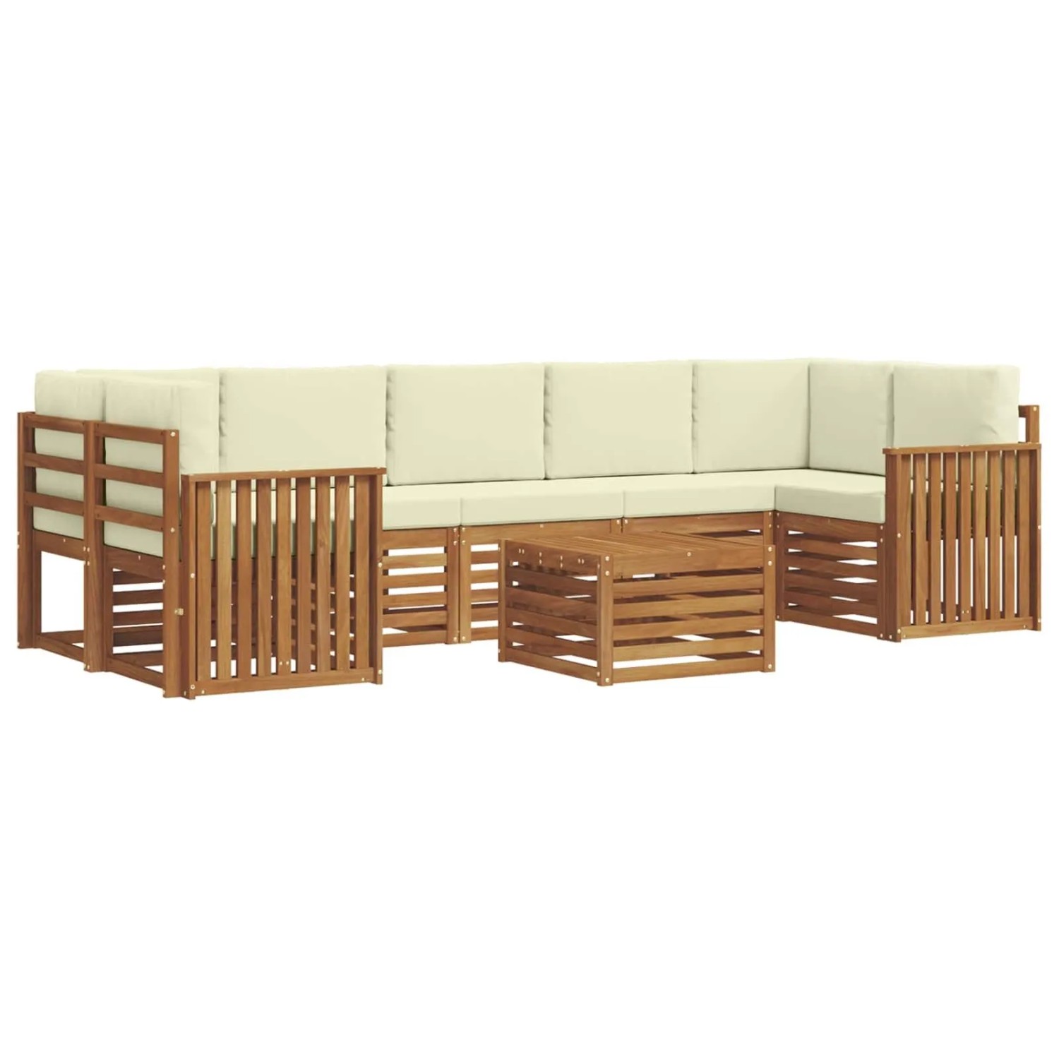 vidaXL Sofagarnituren 8 Tlg Natur und Creme Massivholz Akazie 3374525