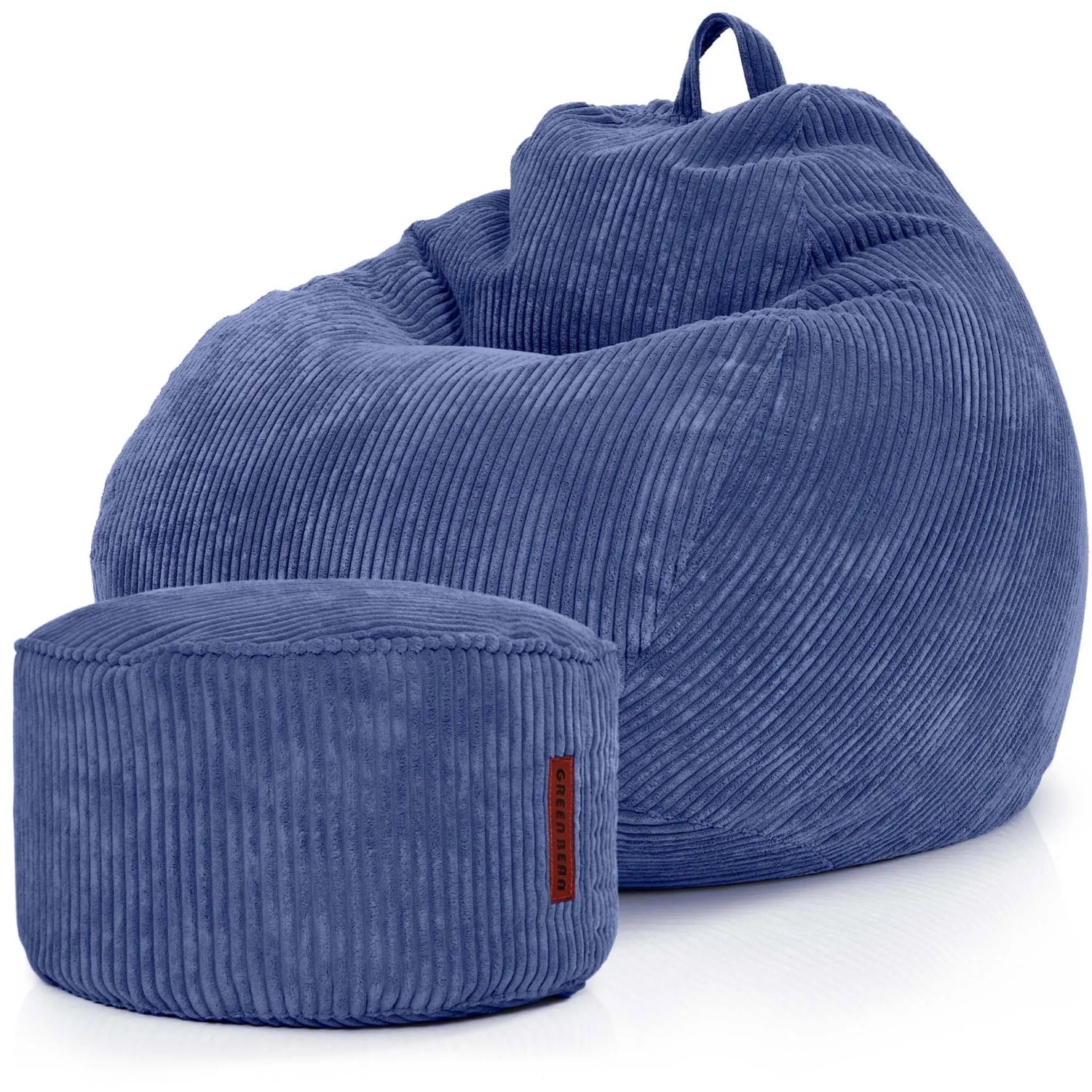 Green Bean Sitzpouf 2er Set Scoop + Pouf 90 x 90 x 110 cm Cord Waschbarer Bezug Dunkelblau