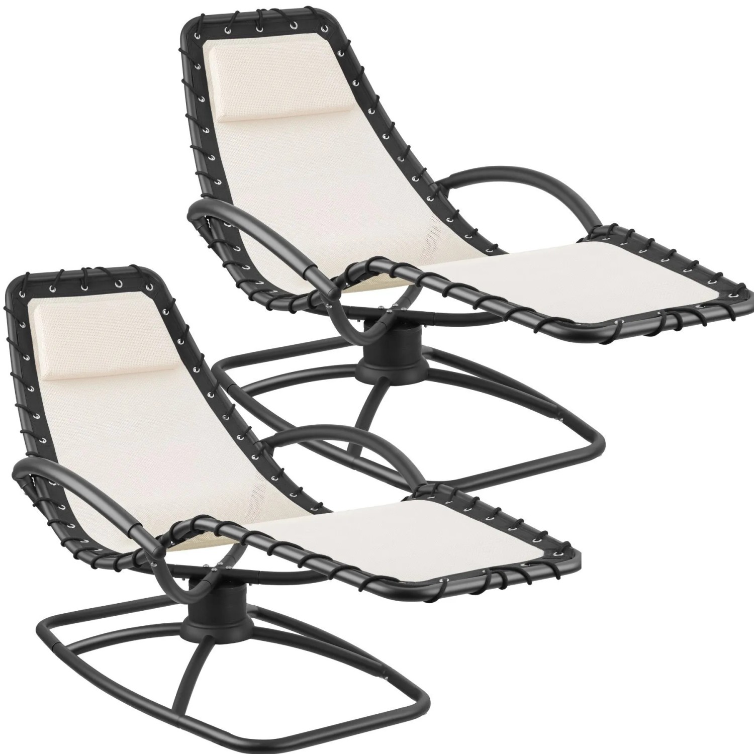 Tectake Gartenliege Toulon Ergonomisch  Mit Komfort Schwingbewegung Bequeme Armlehnen Mit Schaumstoffpolsterung  170 x 77 x 83 cm Beige