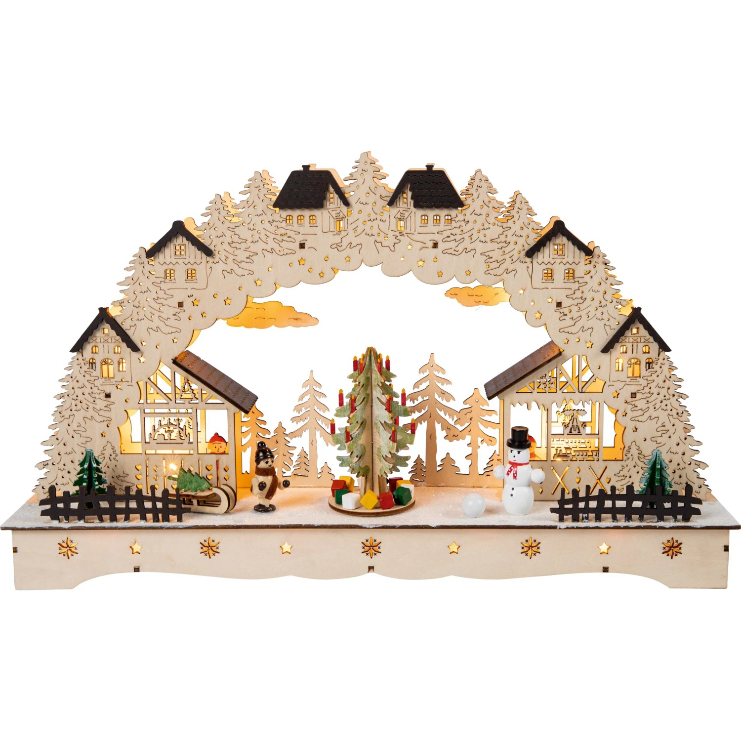 HGD LED-Lichterbogen mit drehendem Weihnachtsbaum 43 cm x 8 cm x 26 cm