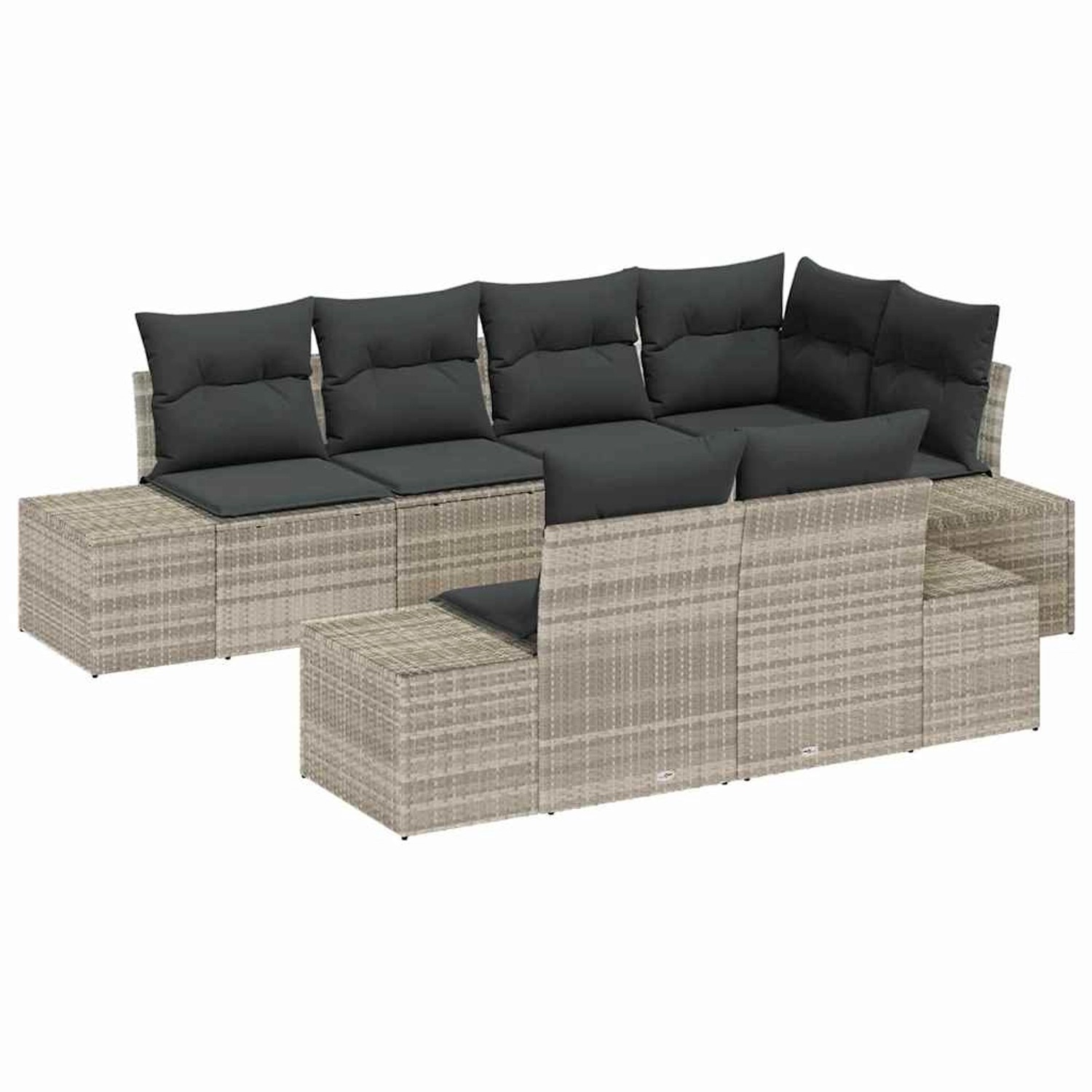 vidaXL Garten-Sofa-Set mit Kissen 7-Tlg Hellgrau Poly Rattan 3347102 günstig online kaufen