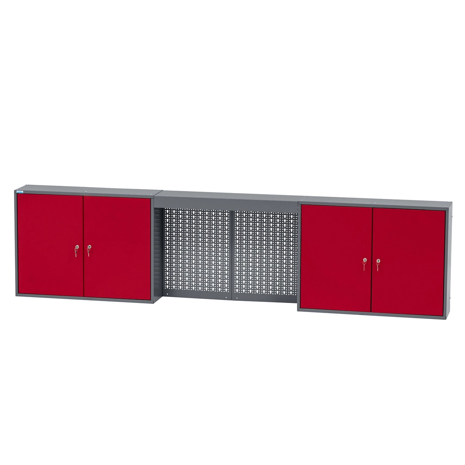 Küpper Hängeschrank 4-Türig 4 Fachböden 60 x 240 x 20 cm Dunkelrot