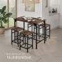 Tectake Bartisch-Set Edinburgh, 5-teilig, mit Tisch und 4 Hockern in dunklem, rustikalem Holz- und Industrial-Design.