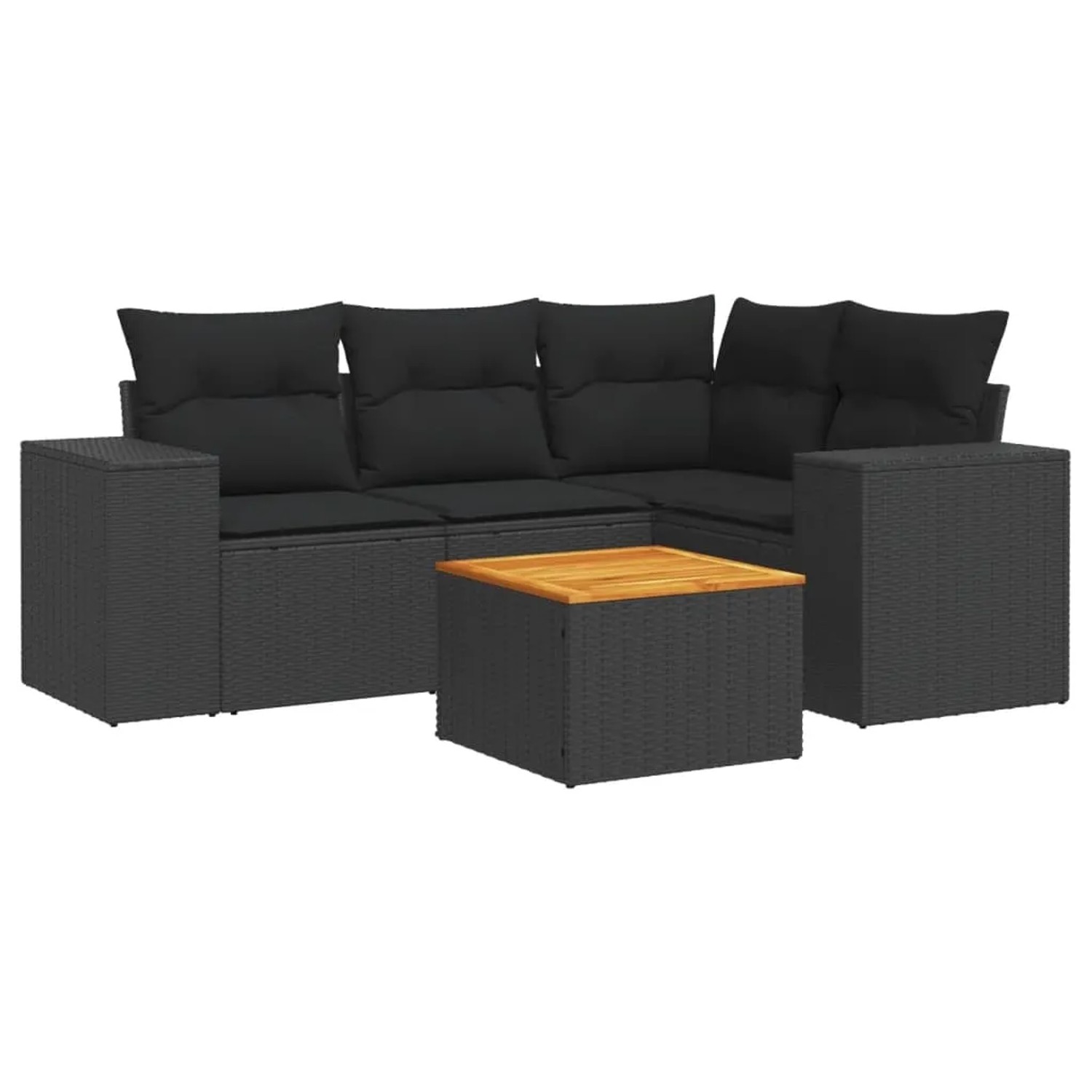 vidaXL 5-Tlg Garten-Sofagarnitur mit Kissen Schwarz Poly Rattan 3257756 günstig online kaufen